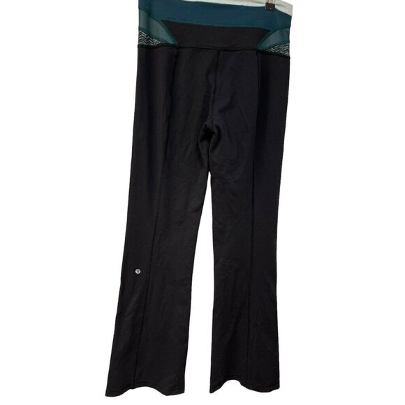 Lululemon Crisscross Waistband Black & Green Yoga Pants Size 6 Tall - Picture 2 of 5